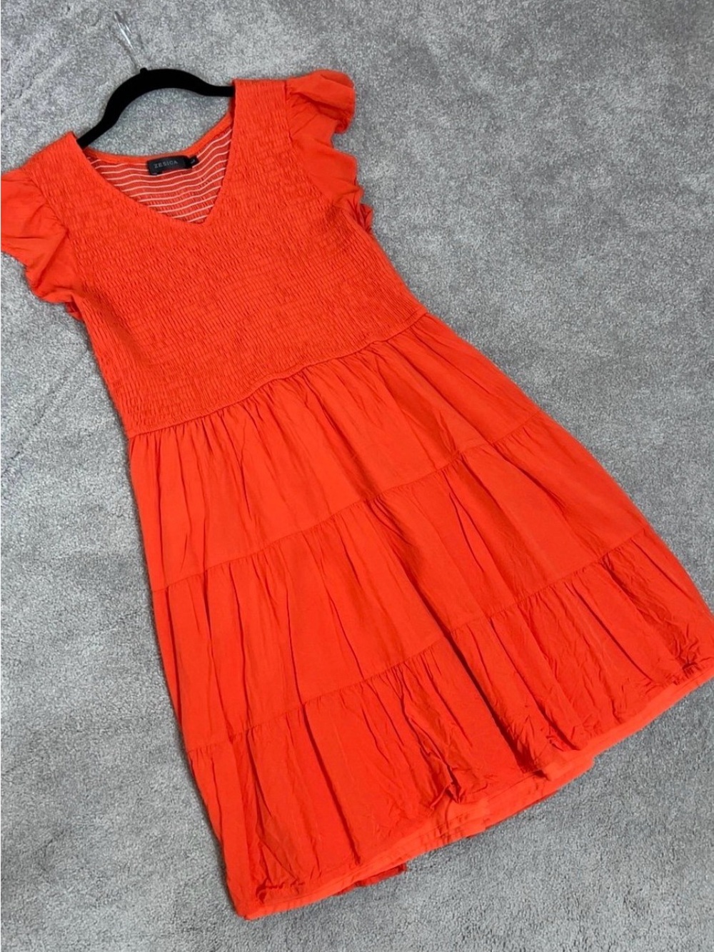 Xhilaration Bright Orange Tiered Smocked Dress for women